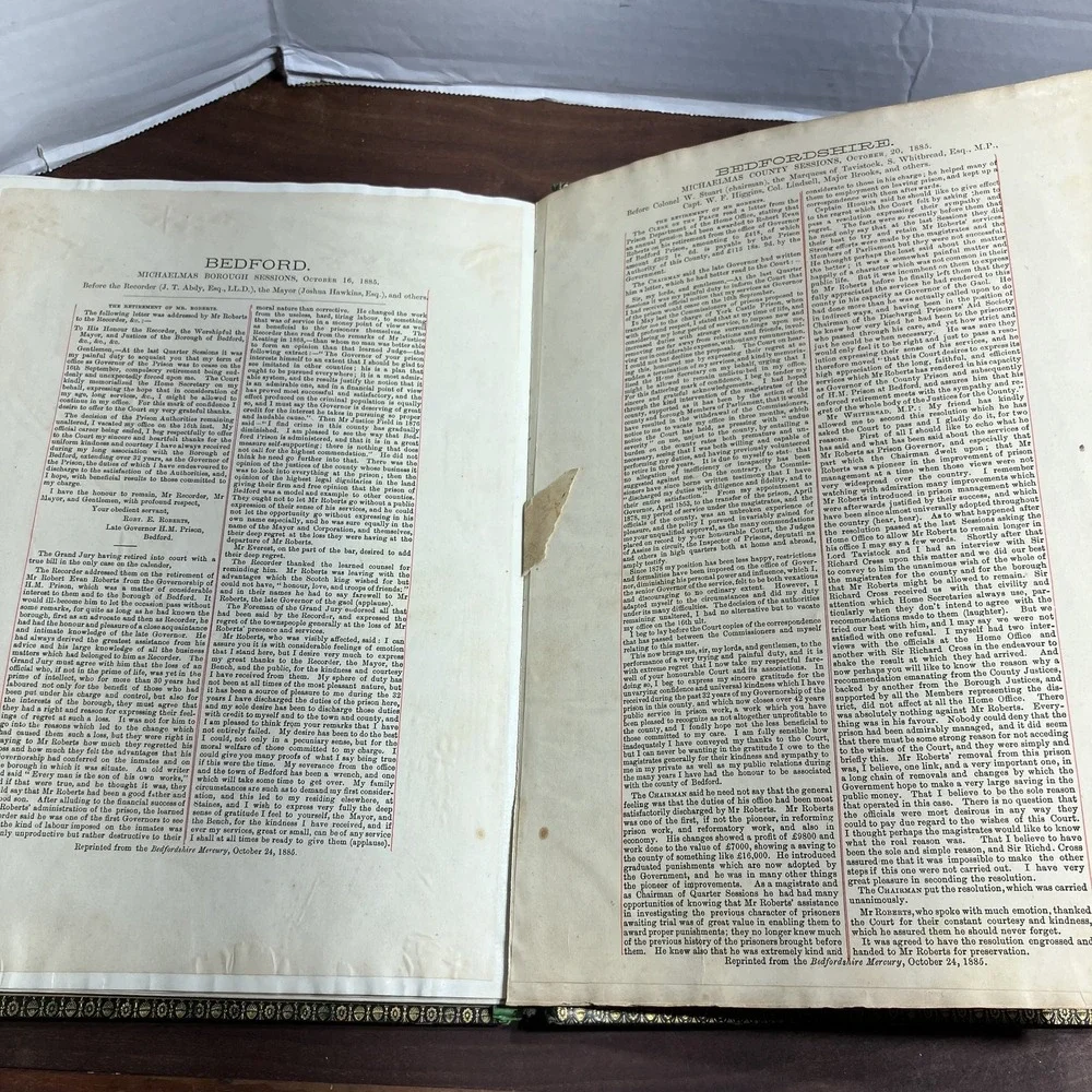 Vintage 1878 Testimonial Book Robert Evan Roberts Bedford County Prison England